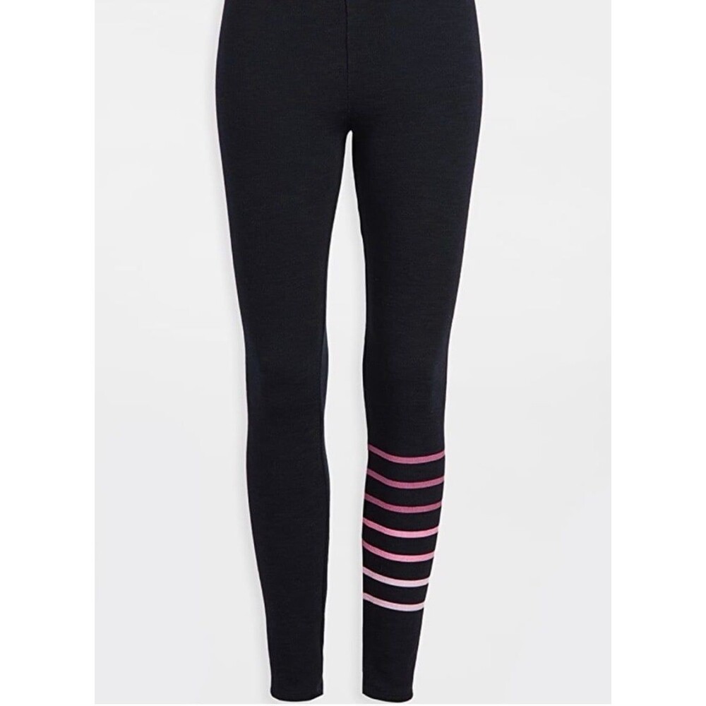 Sundry Women's Navy Athletic Leggings with Pink Stripe Detail